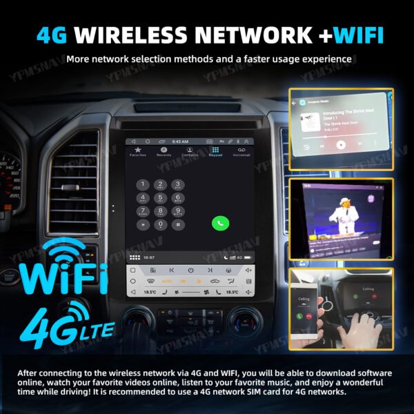 4G+WIFI 12.1 Inch Qualcomm Car Radio For Ford Raptor F150 F250 F350 2015-2021
