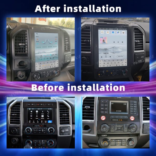 安装前后 12.1 Inch Qualcomm Car Radio For Ford Raptor F150 F250 F350 2015-2021