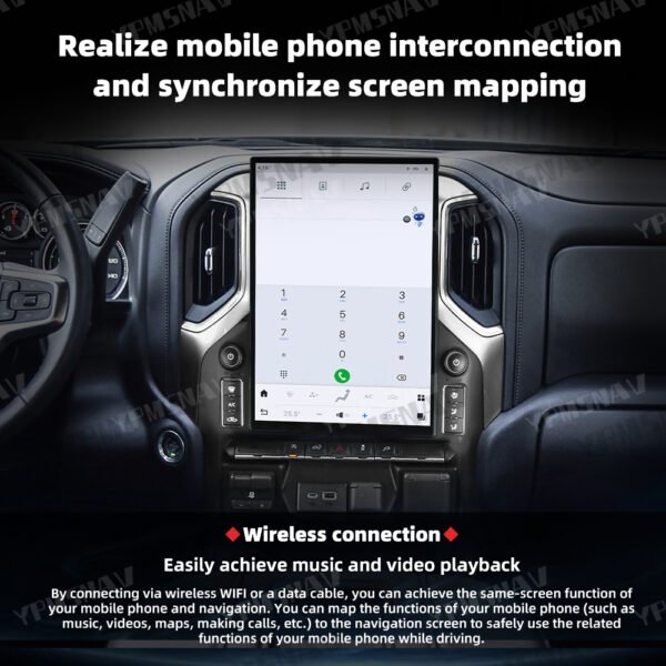 蓝牙 15.6 InchAndroid Car Radio For GMC Sierra Chevrolet Silverado 2019-2023