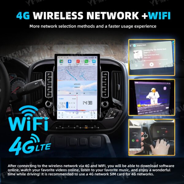 4G+WIFI 14.4 Inch Car Radio For GMC Sierra For Chevrolet Silverado 2013-2019