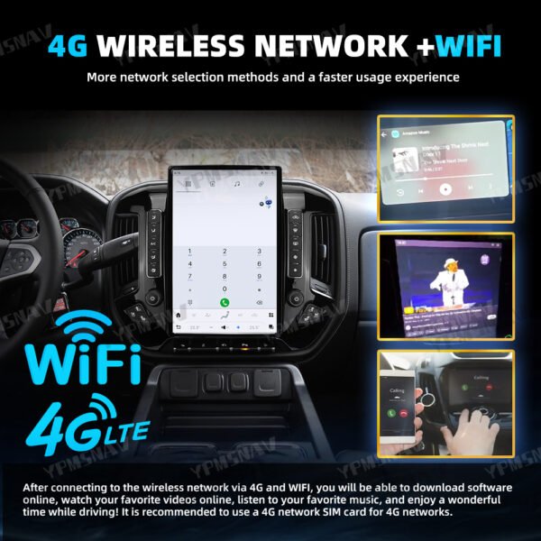 4G+WIFI 14.4 Inch Car Radio For GMC Sierra For Chevrolet Silverado 2013-2019