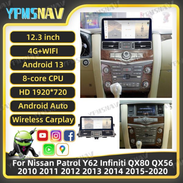 12.3 Inch Car Radio For Nissan Armada Patrol Y62 For Infiniti QX80 2010-2020