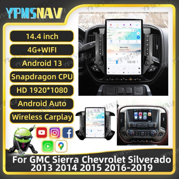 14.4 Inch Car Radio For GMC Sierra For Chevrolet Silverado 2013-2019