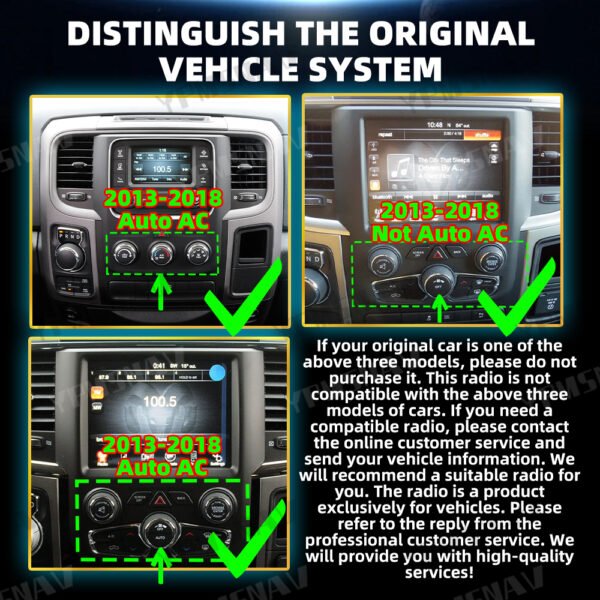 原车系统区分 10.4 Inch Car Radio For Dodge Ram 1500 2500 3500 2013-2018