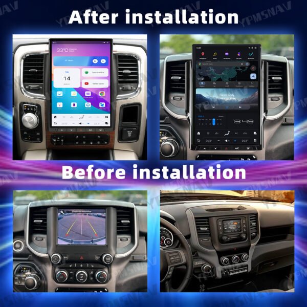 安装前后 14.4 Inch Car Radio For Dodge Ram 1500 2500 3500 2019-2024