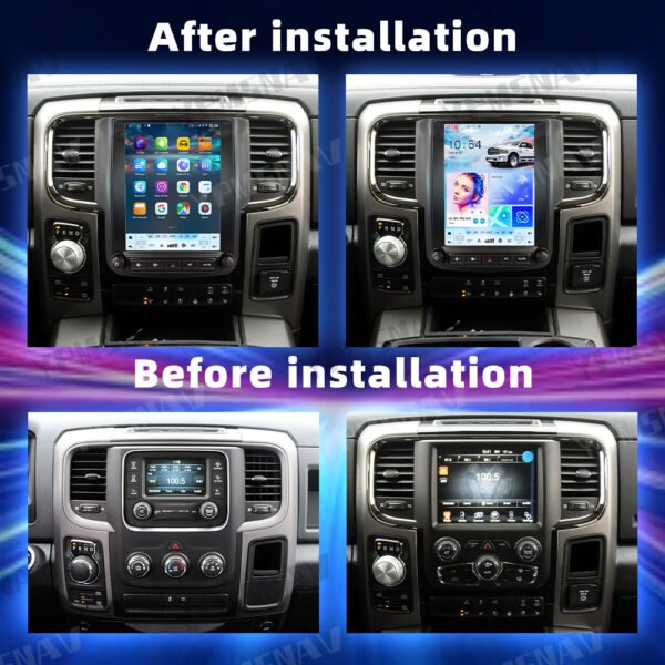 安装前后 10.4 Inch Car Radio For Dodge Ram 1500 2500 3500 2013-2018