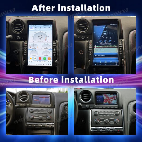 安装前后 13.6 Inch Car Radio For Nissan GT-R GTR R35 2008-2017