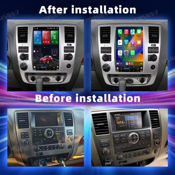 安装前后 12.1 Inch Car Radio For Nissan Patrol Armada SE For Infiniti QX56 2006-2012