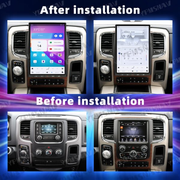 安装前后 14.4 Inch Car Radio For Dodge Ram 1500 2500 3500 2013-2018