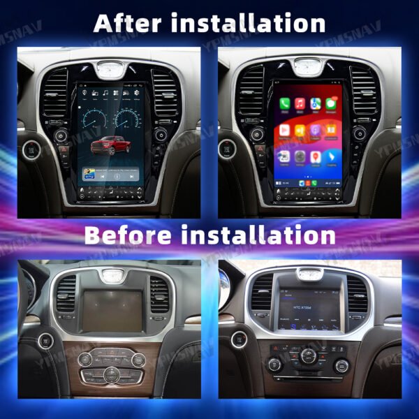 安装前后 13.6 Inch Car Radio For Chrysler 300 300S 300C 2011-2023
