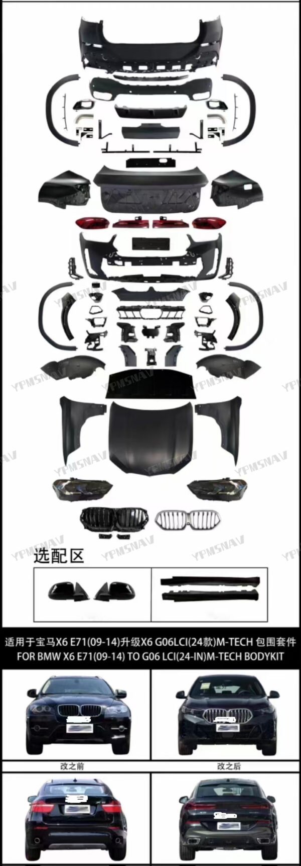 For BMW X6 E71 (2009-2014) To X6 G06 LCI (2024 Model) M-TECH Body Kit