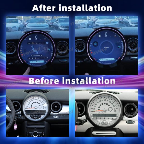 安装前后 11.8 Inch Car Radio For BMW MINI R56 R60 2007-2014